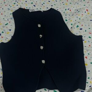 Zara Midnight Blue Sleeveless Vest